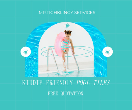 Pool Service Discount Offer with Little Cute Girl Facebook Design Template