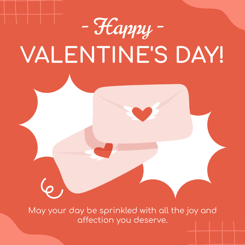 Joyful Valentine's Day Envelopes With Hearts Instagramデザインテンプレート