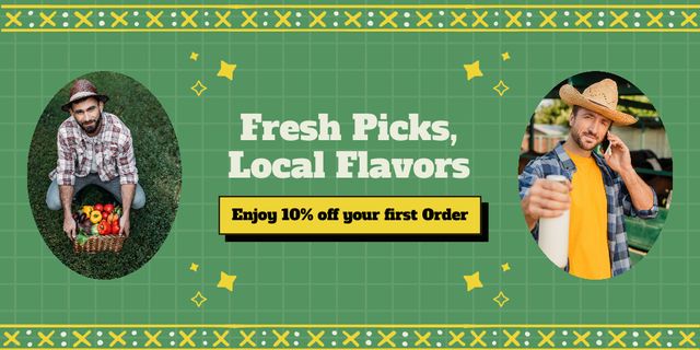Discount on Fresh Food and Drinks from Farmers Twitter Design Template