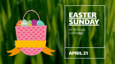 Easter Invitation Basket with Colored Eggs Full HD video Design Template