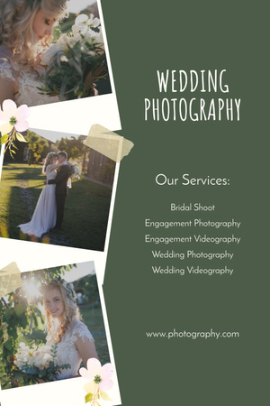 Plantilla de diseño de servicios de fotografía de bodas Pinterest 