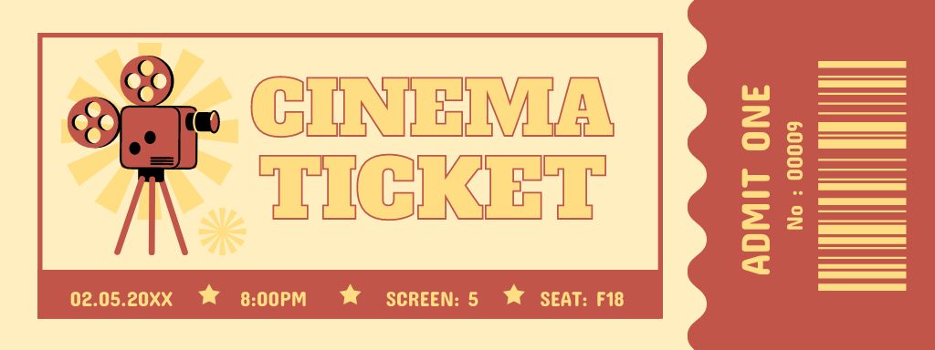 Movie Screening Invitation with Retro Projector Ticket Design Template
