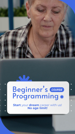 Ontwerpsjabloon van TikTok Video van Programmeercursus voor beginners voor senioren