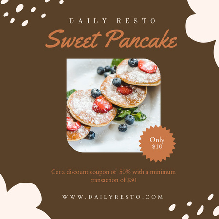 Cafe Promotion with Sweet Pancake Instagram Design Template