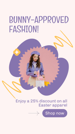 Ontwerpsjabloon van Instagram Story van Pasen Fashion Sale advertentie met stijlvolle jonge vrouw