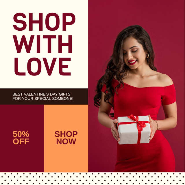 Valentine's Day Shopping with Love Instagram Design Template