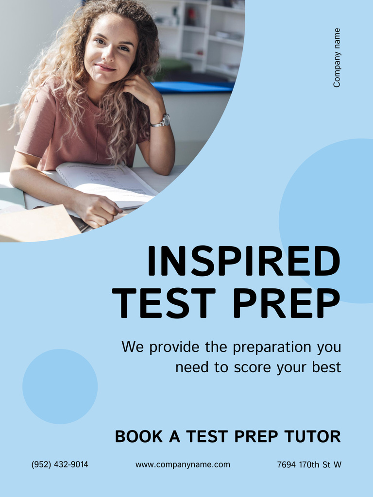 Personalized Tutor Services Ad on Blue Poster 36x48in Design Template