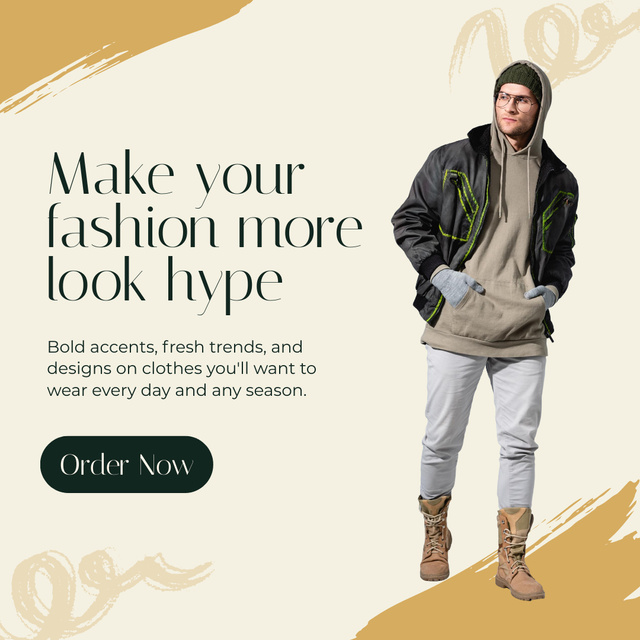 Fashion Male Clothes Ad with Man Instagram Tasarım Şablonu