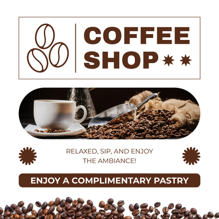 Full-bodied Coffee And Complimentary Pastry In Shop Offer Instagram AD Design Template