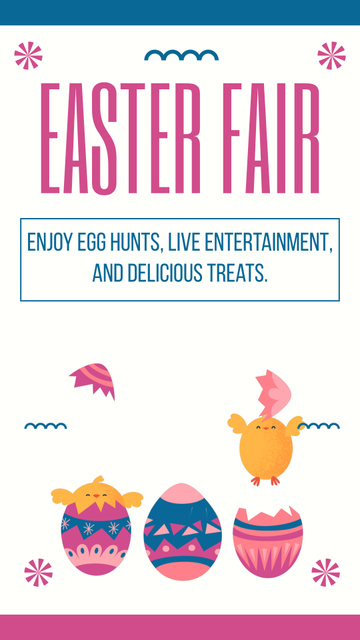 Ontwerpsjabloon van Instagram Video Story van Easter Fair Event Ad with Bright Colorful Eggs