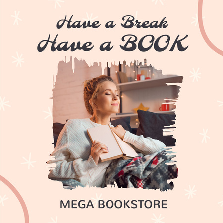 Platilla de diseño Books Sale Announcement with Young Woman Instagram