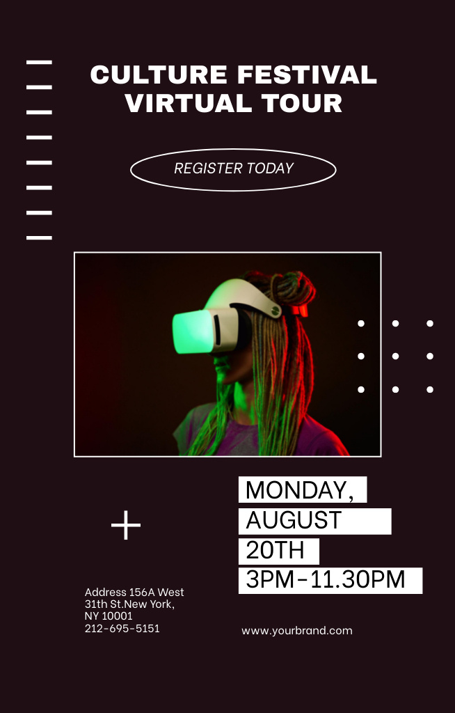 Virtual Culture Festival Announcement Invitation 4.6x7.2inデザインテンプレート