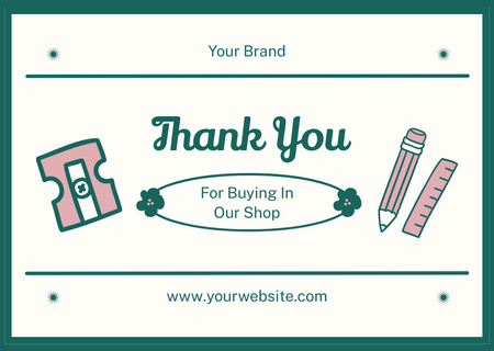 School Store Advertisement with Stationery Items Card Design Template