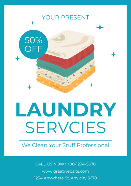 Offer Discounts on Laundry Service Poster Design Template