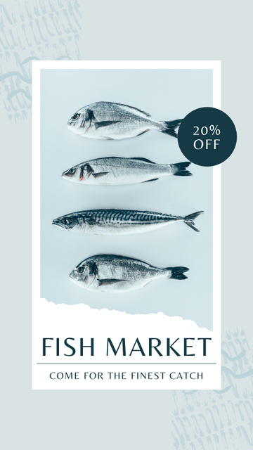 Ad of Fish Market with Special Offer of Discount Instagram Story Šablona návrhu