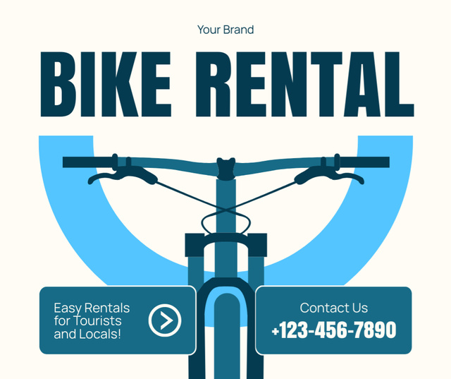 Simple Ad of Rental Bikes in Blue Color Facebookデザインテンプレート