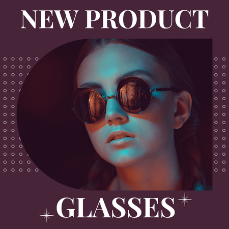 Plantilla de diseño de Nueva colección de gafas de sol con forma redonda. Instagram 