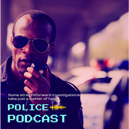 Modèle de visuel Officier près d'une annonce de podcast de voiture pour la police - Podcast Cover