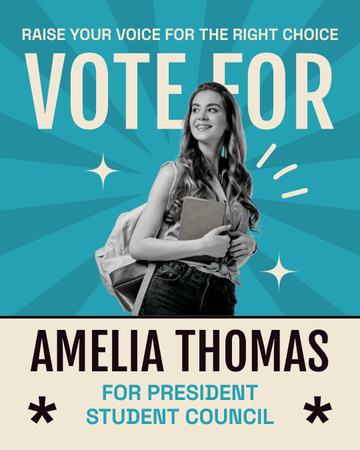 Young Female Student Candidacy for Post of President Instagram Post Vertical Design Template