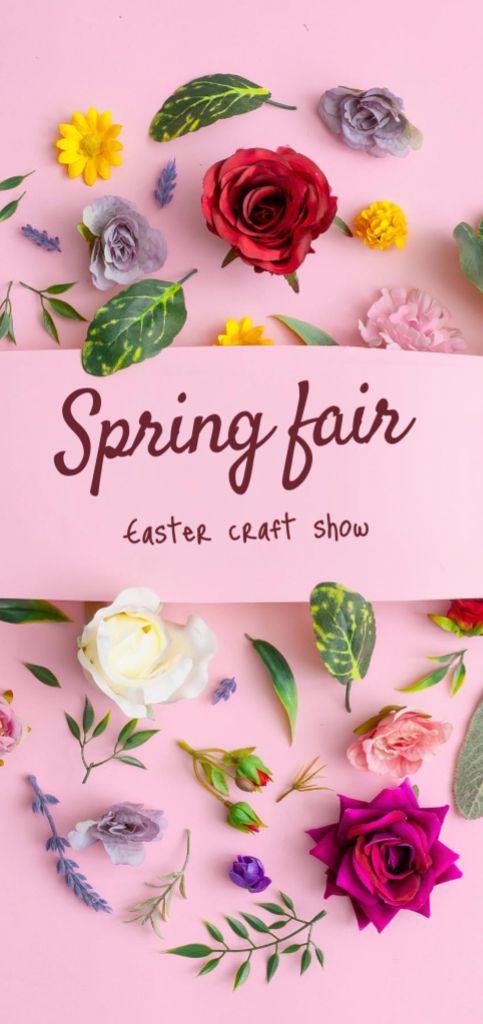 Cute Easter Fair with Floral Craft Flyer DIN Large – шаблон для дизайна