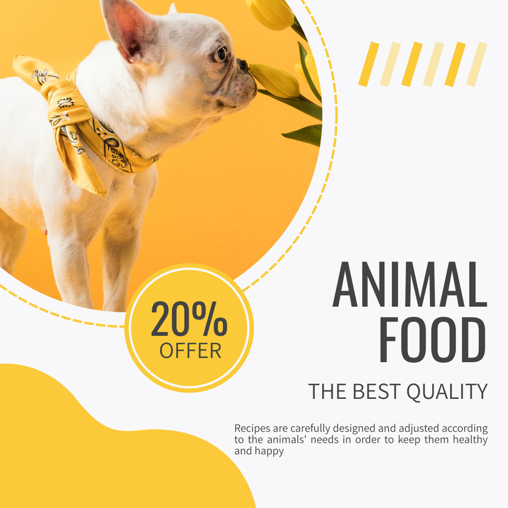 Designvorlage Animal Food Offer with Cute Dog für Instagram