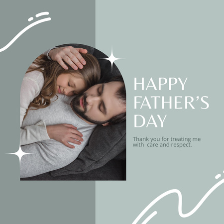 Father's Day Greeting with Dad sleeping with Daughter Instagram Design Template