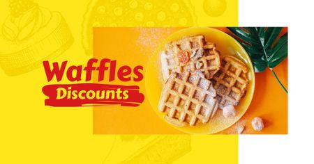 Cafe Offer with Hot Delicious Waffles Facebook AD Design Template