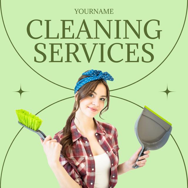 Non-toxic Cleaning Service Discount Announcement with Attractive Young Woman Instagram AD Design Template