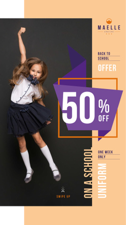 Back to School Offer Jumping Schoolgirl Instagram Story – шаблон для дизайна