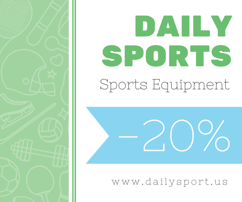 Designvorlage Sports Equipment Daily Discount Offer für Medium Rectangle