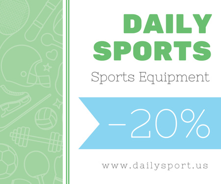 Sports Equipment Daily Discount Offer Medium Rectangle Design Template