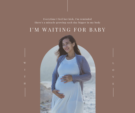 Plantilla de diseño de feliz mujer embarazada en la costa Facebook 