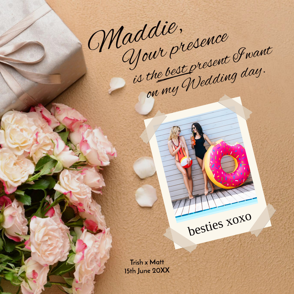 Besties Wedding Invitation Instagram Modelo de Design