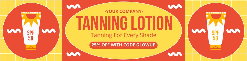 Offer for Tanning Lotion with SPF Twitter Modelo de Design