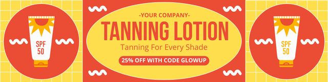 Platilla de diseño Offer for Tanning Lotion with SPF Twitter