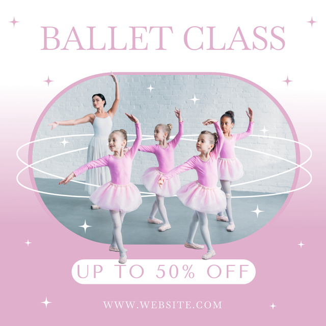 Plantilla de diseño de Discount Ad with Dancing Little Ballerinas Instagram 