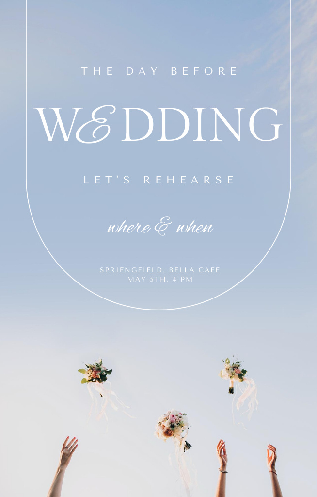 Wedding Rehearse Announcement With Bouquets Invitation 4.6x7.2in Πρότυπο σχεδίασης