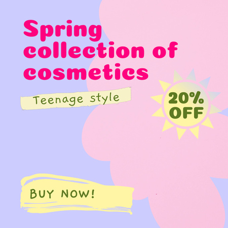 Spring Cosmetics Products For Teens Sale Offer Animated Post Design Template