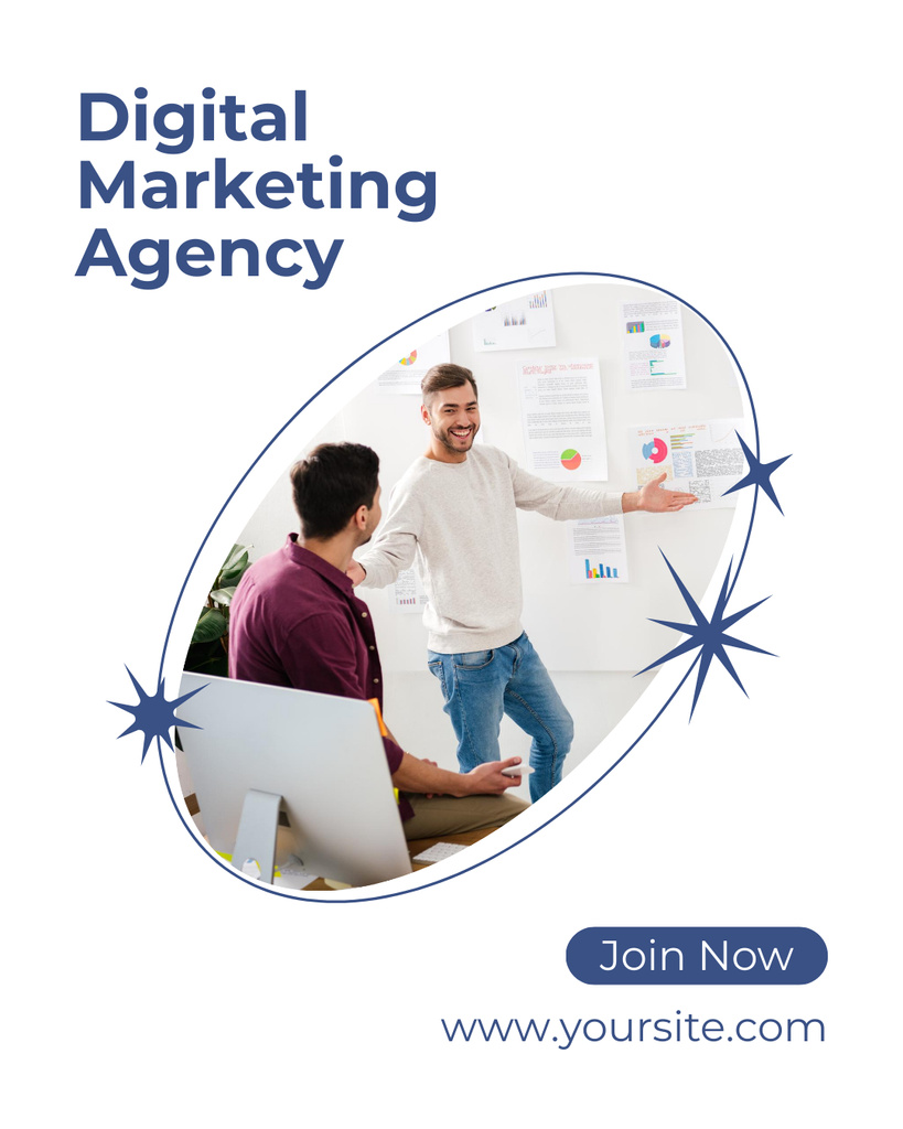 Marketing Agency Service Offer with Colleagues at Meeting Instagram Post Vertical – шаблон для дизайну
