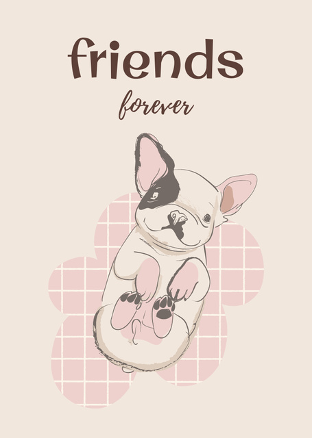 Template di design Funny Puppy In Beige With Friendship Phrase Postcard A6 Vertical