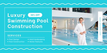 Ontwerpsjabloon van Twitter van Korting op de bouw van luxe zwembaden voor spa's en resorts