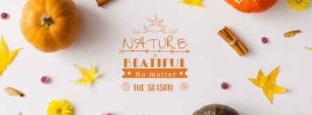 Autumn pumpkins and leaves Facebook cover Design Template