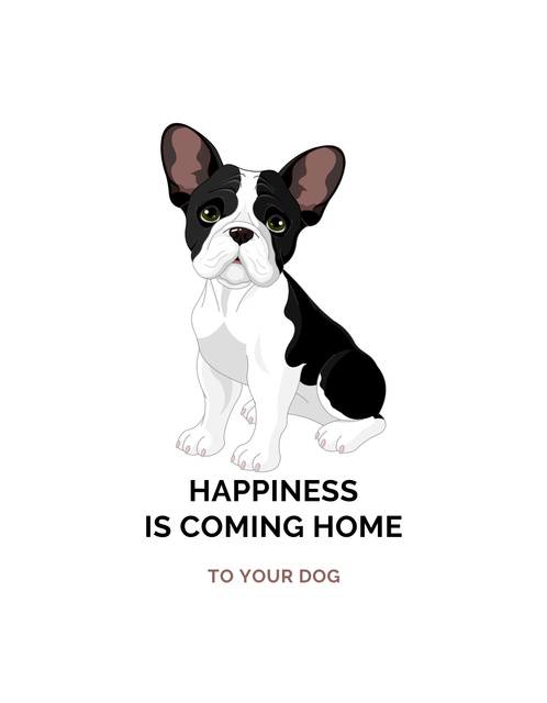 Phrase about Dogs and Happiness T-Shirt Tasarım Şablonu
