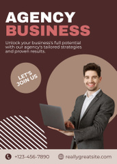 Business Agency Services with Businessman holding Laptop