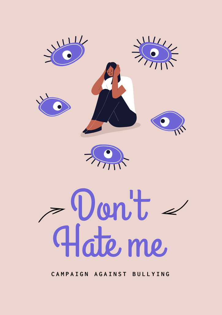 Plantilla de diseño de Social Awareness Campaign Against Bullying With Illustration Poster 