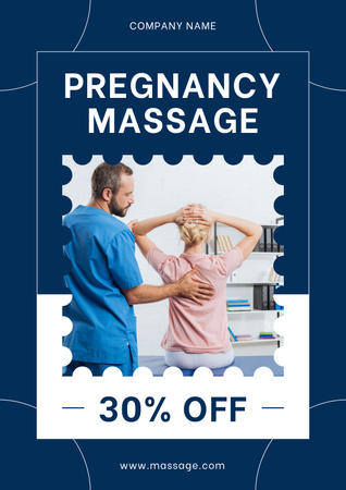 Ontwerpsjabloon van Poster van Spa-massagediensten voor zwangere vrouwen met kortingen