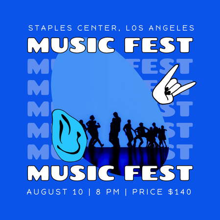 Music Fest Ad on Blue Animated Post Design Template