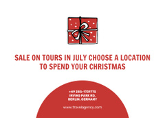 July Christmas Travel Discount with Young Couple on Red