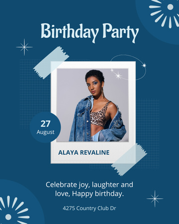 Fantastic Birthday Party Ad on Blue Instagram Post Vertical Design Template