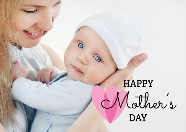 Mother holding Child on Mother's Day Postcard Design Template